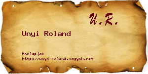 Unyi Roland névjegykártya